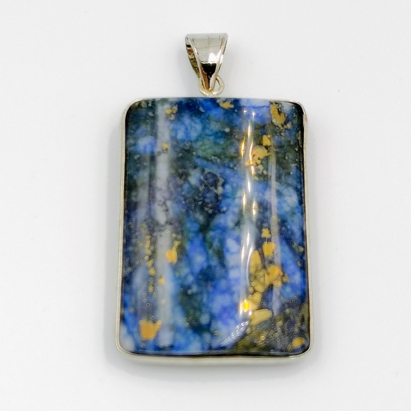Vintage Sterling Silver Lapis Lazuli Sone Pendant - Picture 2 of 4